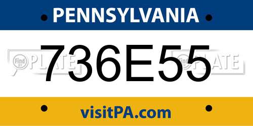 736E55 Pennsylvania License Plate