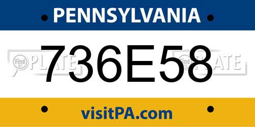 736E58 Pennsylvania License Plate