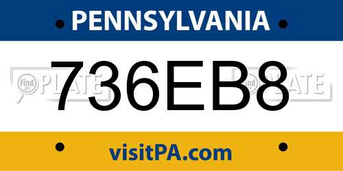 736EB8 Pennsylvania License Plate