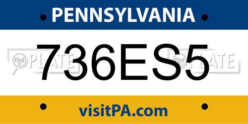 736ES5 Pennsylvania License Plate