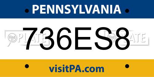 736ES8 Pennsylvania License Plate