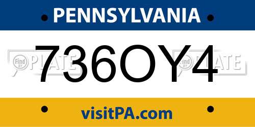 736OY4 Pennsylvania License Plate