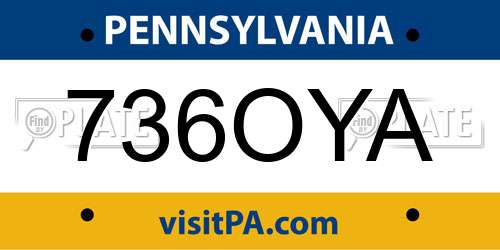 736OYA Pennsylvania License Plate