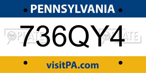 736QY4 Pennsylvania License Plate