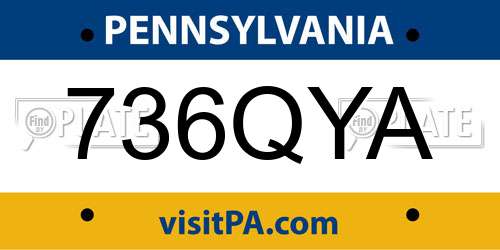 736QYA Pennsylvania License Plate