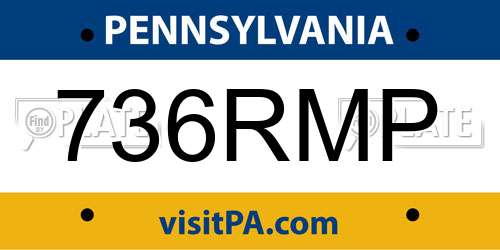 736RMP Pennsylvania License Plate