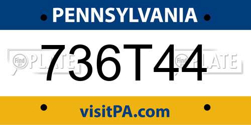 736T44 Pennsylvania License Plate