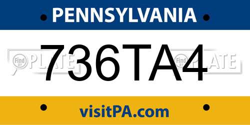 736TA4 Pennsylvania License Plate