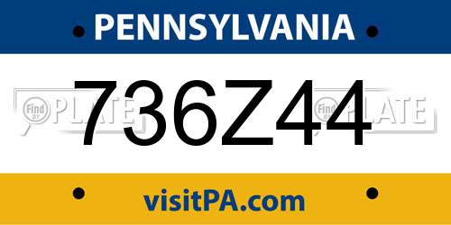 736Z44 Pennsylvania License Plate