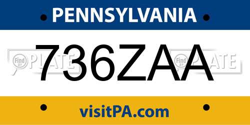 736ZAA Pennsylvania License Plate