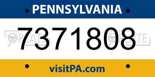 7371808 Pennsylvania License Plate