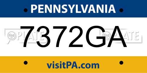 7372GA Pennsylvania License Plate
