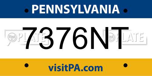 7376NT Pennsylvania License Plate