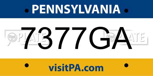 7377GA Pennsylvania License Plate