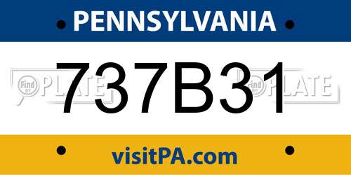737B31 Pennsylvania License Plate