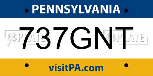737GNT Pennsylvania License Plate