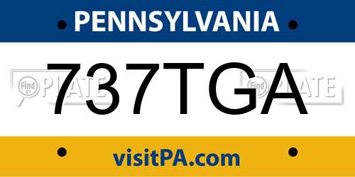 737TGA Pennsylvania License Plate