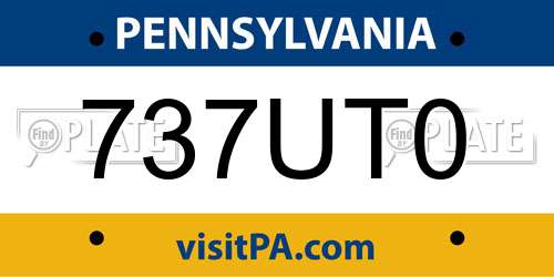 737UT0 Pennsylvania License Plate