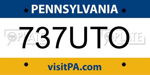 737UTO Pennsylvania License Plate