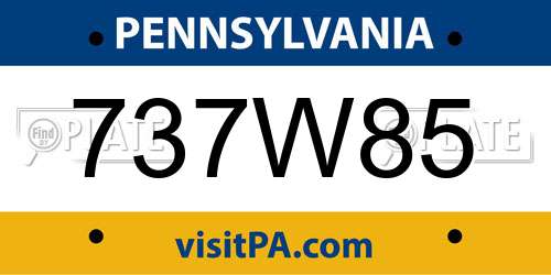 737W85 Pennsylvania License Plate