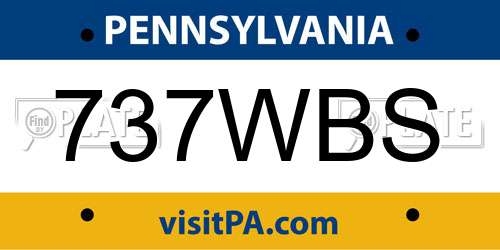 737WBS Pennsylvania License Plate