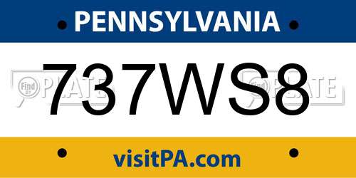 737WS8 Pennsylvania License Plate