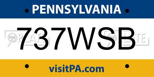 737WSB Pennsylvania License Plate
