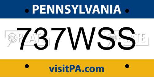 737WSS Pennsylvania License Plate