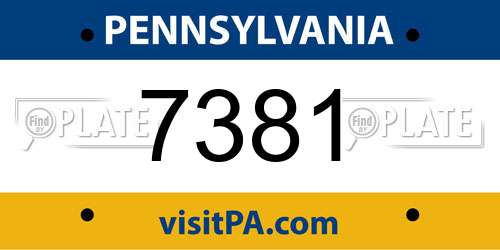 7381 Pennsylvania License Plate