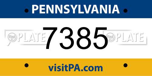 7385 Pennsylvania License Plate