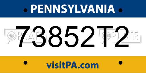 73852T2 Pennsylvania License Plate