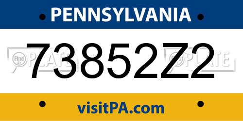 73852Z2 Pennsylvania License Plate