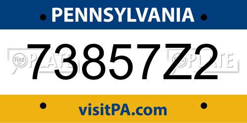 73857Z2 Pennsylvania License Plate