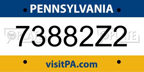 73882Z2 Pennsylvania License Plate