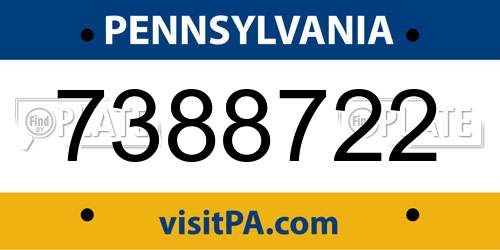 7388722 Pennsylvania License Plate