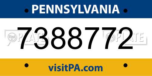 7388772 Pennsylvania License Plate