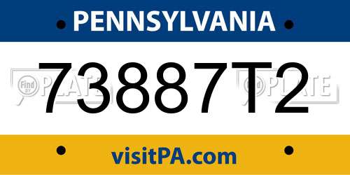 73887T2 Pennsylvania License Plate