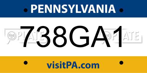738GA1 Pennsylvania License Plate