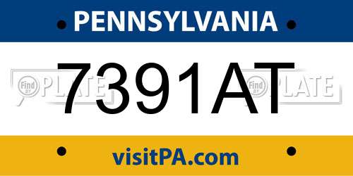 7391AT Pennsylvania License Plate