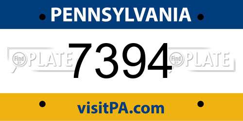 7394 Pennsylvania License Plate