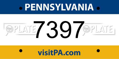 7397 Pennsylvania License Plate