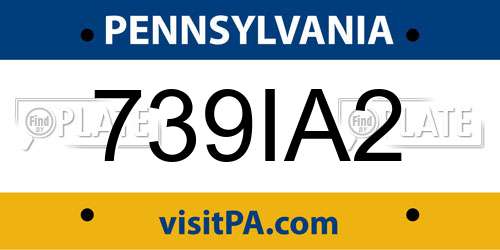 739IA2 Pennsylvania License Plate