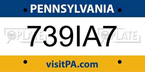 739IA7 Pennsylvania License Plate