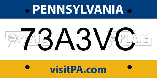 73A3VC Pennsylvania License Plate