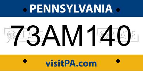 73AM140 Pennsylvania License Plate