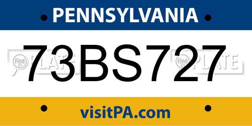 73BS727 Pennsylvania License Plate