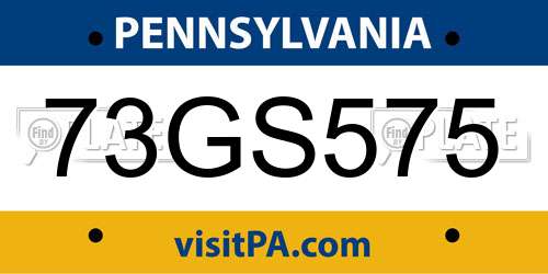 73GS575 Pennsylvania License Plate