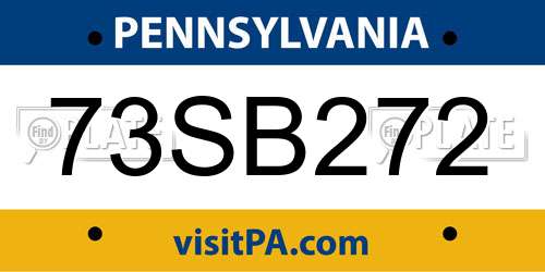 73SB272 Pennsylvania License Plate