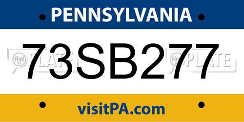 73SB277 Pennsylvania License Plate