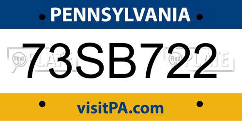 73SB722 Pennsylvania License Plate